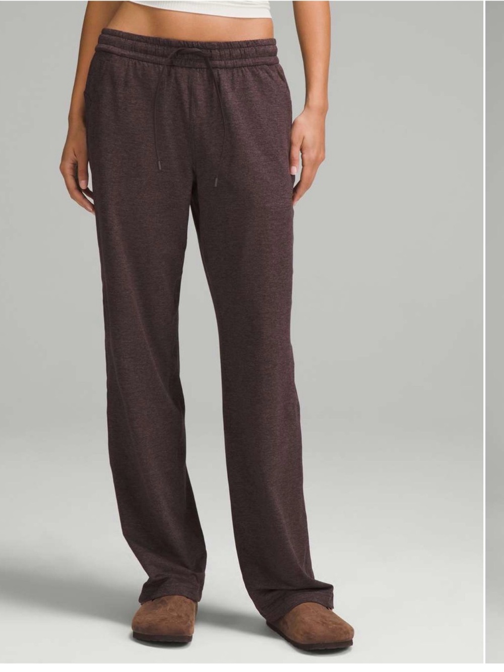 Lululemon Soft Jersey Straight Leg Mid-Rise Pant Heathered Espresso Brown 12